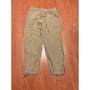 Studio JPR Vintage 90s Pure linen Green Wide Leg Pants Women’s Size M